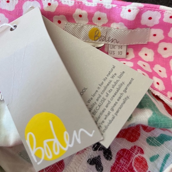 Boden Georgina 100% Linen Floral Shorts NWT Size US 10 - Picture 9 of 11